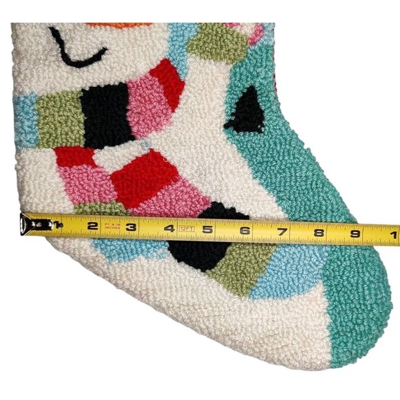 North Pole Trading Co. JC Penney Hooked Loop Rug Snowman Christmas Stocking - Picture 4 of 7